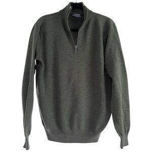 JEREMY ARGYLE Stitch Fix 1/4 Zip Textured Sweater Green Merino Wool Men'…